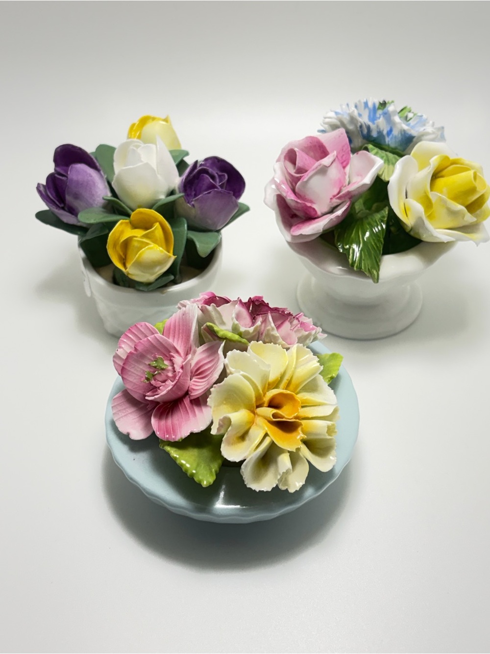VTG English Bone China Flowers Lot 3 Radnor Chorley January Crown Staffordshire